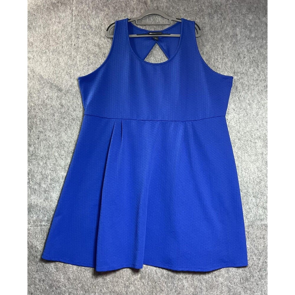 Lane Bryant Dress Womens Plus 28 Blue Fit & Flare Sleeveless Jacquard Capsule